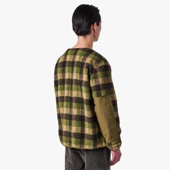 Livestock Reversible Fleece Cardigan - Green/Brown Plaid - Picture 2 of 11